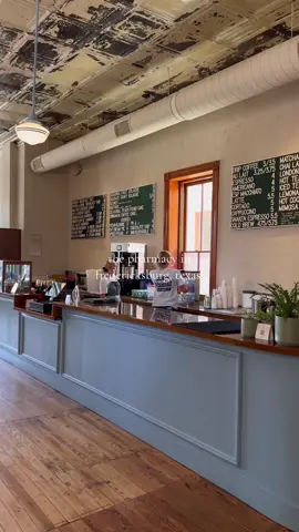 she’s cuuuute and has some of the best coffee and pastries in fredericksburg - right off main street 🕺🏼☕️ | the pharmacy #texashillcountry #hillcountry #fredericksburg #fredericksburgtx  