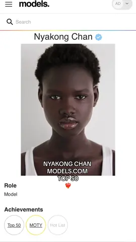 CONGRATULATIONS NYAKONG CHAN ❤️‍🔥❤️‍🔥 Newest addition to the Models.com Top 50 list 💫✨ @Models.com  #selectmodellondon #selectwomen #model #modelsdot #top50 #nyakongchan #nyakong 