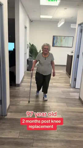 This 97 year old patient was wheelchair bound in severe pain prior to surgery. She is. 2 months post total knee and finally back on her feet! #kneepain #orthopedicsurgeon #kneereplacement 