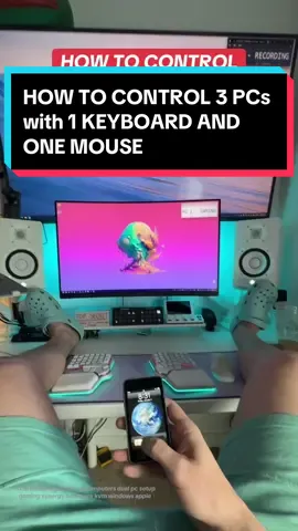 How do you control 3 PCs with one keyboard and one mouse? Im here to give you some 101 details! #kvm #Tech #computers #gaming #synergy #windows #apple 