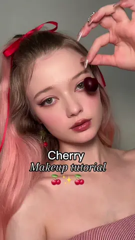 Cherry girl makeup tutorial  #makeup #makeuptutorial #cherrymakeup #summermakeup #makeupinspo #cherrygirl #foryou 