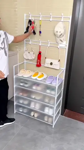 Three-in-one dustproof shoe and hat rack, multi-layer integrated, convenient for hanging clothes and bags, dustproof and aesthetically pleasing for storing shoes. #MultifunctionalShoeRack #SimpleShoeRack #MultiLayerShoeRack #ShoeHatRack #TikTokShopFUNPayday