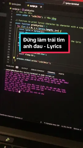 Đừng làm trái tim anh đau lyrics terminal #programming #javascript #lyrics_songs #developer #coding #mtp #dunglamtraitimanhdau #sontungmtp 