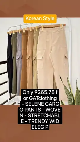 Only ₱265.78 for GATclothing - SELENE CARGO PANTS - WOVEN - STRETCHABLE - TRENDY WIDELEG PANTS! Don't miss out! Tap the link below