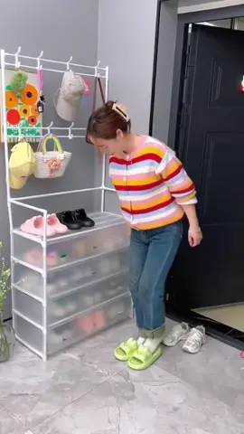 Having a shoe and hat rack like this at the entrance of the house is so convenient. It can store the shoes of the whole family and comes with a dust cover. You can also hang some small everyday items on the top. It's really too convenient. #ShoeRack #MultiTierShoeRack #StorageRack #EntrywayShoeCabinet #ShoeAndHatRack #DustproofShoeRack #FridayFriyay #BonggangFridayFriyay