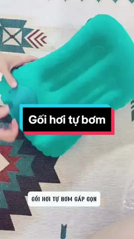 Gối hơi tự bơm gấp gọn, gối hơi du lịch #goihoigapgon #goihoitubom #goihoidulich #xuhuong #vairal 