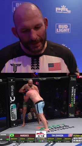Prime example of battling through adversity right here 😅 Tim Johnson watches back one of the craziest moments inside the SmartCage #pflmma #mma #combatsports #viral #watchback #wow #insane #jiujitsu #boxing 