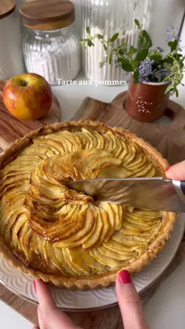 Recette  Pâte sucrée : •250g farine •125g beurre mou •1 œuf battu •75g de sucre glace •30g de poudre d’amandes •1/2 c.c de cannelle •1/2cc de muscade •1 sachet de sucre vanillé  1/ Mélanger le sucre glace la farine la muscade la cannelle le sucre vanillé et la poudre d’amandes avec le beurre mou du bout des doigts. Le mélange doit devenir sableux et fin.  2/ Verser l’œuf , mélanger jusqu’à obtenir une pâte.  3/ Filmer la pâte et placer une heure au frais.  4/ Étaler la pâte au rouleau sur un plan de travail farine.  5/ Déposer la pâte dans le moule à tarte préalablement beurré  et fariné. Piquer le fond avec une fourchette.  Placer au congélateur 1 heure. Préchauffer le four à 180° au bout de 50 minutes.  6/ Enfourner le fond de tarte 20/25 minutes à 180°.  Crème d’amande ingrédients  :•40g poudre d’amandes•40g beurre•40g sucre•40g œuf •10g de farine •1 petit pot de compote de pomme + 4 à 5 pommes Gala lavées  1/ Mélanger le beurre mou avec le sucre puis ajouter l’œuf mélanger et enfin ajouter la poudre d’amandes la farine et la compote.  2/ Étaler la crème d’amande sur le fond de tarte précuit.  3/ Laver éplucher et couper les pommes en petits quartiers.  4/ Déposer les pommes joliment sur la crème d’amandes.  5/ Déposer des petits morceaux de beurre un peu partout sur la tarte et saupoudrer de sucre cassonade.  6/ Remettre à cuire environ 60 minutes à 180°. Bien surveiller la cuisson. Elle doit être dorée.  #pourtoi #recette #recettesimple #Recipe #cuisine #tarteauxpommes #applepie #dessert #patisserie #gouter #cuisinefrancaise #cuisinefacile 