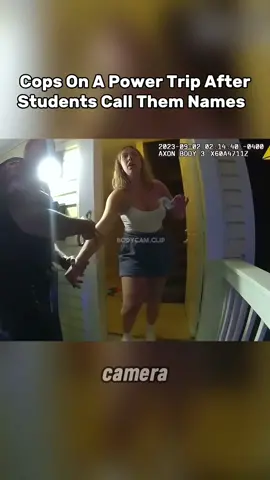 After students were on their balcony calling the cops names, the cops pulled up to their apartment and seemed to want to arrest everyone. Do we think this was a power trip for the police? And would you sue them if you were the students?? #bodycamerafootage #copcam #fypツ #collegestudents  
