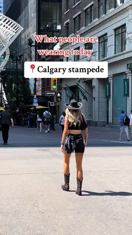 what people are wearing today at the Calgary Stampede! 🦅🎡✨.    #calgary #calgarystampede #stampede #cowboy #cowgirl #western #westernstyle #stampedeoutfits 