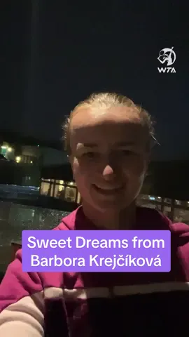 As the sun sets on semifinals at #Wimbledon, here’s a good night message from finalist Barbora Krejcikova! 🌙🫶 #WTA #BarboraKrejcikova #Tennis 
