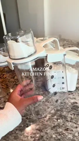 These airtight containers have a spout for easy pouring and come with a measuring cup, making cooking & baking simpler  #amazonhome #amazonkitchen#organizationtips#amazonhomefinds #amazonkitchenfinds #amazonhomehack #amazonmusthaves #kitchenhack restock, kitchen finds, home organizing, kitchen gadgets, amazon home, amazon home hacks, organize tips, pantry, food containers