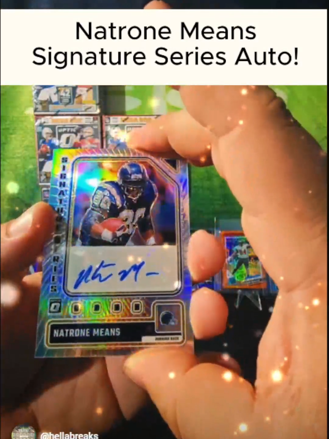 Natrone Means Signature Series Auto for @russellburton592 ! #cardbreaks #hellabreaks #sportscards #optic #absolute #casebreak  #chargers  #viral #world