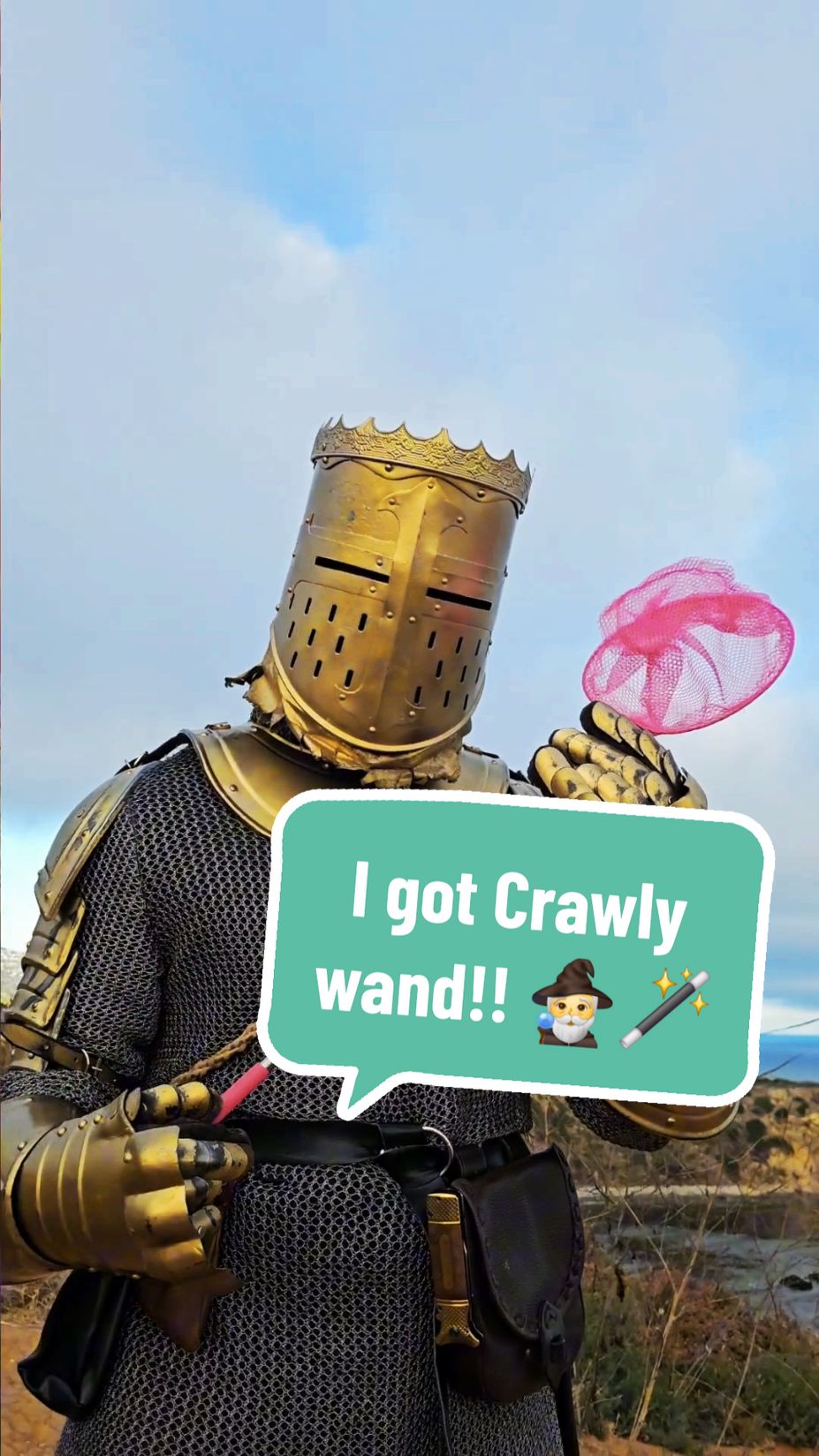 I got @CRAWLY wand!! Yes!! #knightsvsgnomes #knightvsgnome #gnomes #gnome #knights #knight #kingemilio #kingemiliothearmoredone #crawly #medievalfantasy #medieval #medieval #medievaltiktok #fairy #viking #vikingtok #fake #fakesituation ##fakesituation⚠️ 