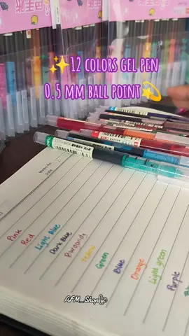 12 colors Gel pen 0.5mm ball point. #gelpen #pen #gelpens #gelpencoloring #quickdry 
