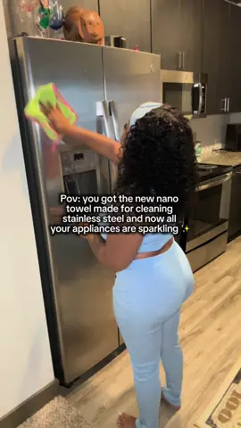 CHEMICAL FREE! Just use water and this nano cloth to clean your appliances to keep them sparkling ✨  #nanotowel #stainlesssteel #cleanwithme #CleanTok #cleankitchen #tiktokshopfinds #tiktokmademebuyit #amazonfinds #cleaningcloth #reusable #chemicalfree 