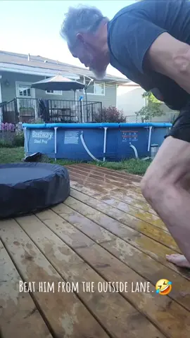 Dad didn't stand a chance, even with a head start.🤣🤣🤣🤣. Have a super weekend everyone. #bostonterrier #WeekendVibes 