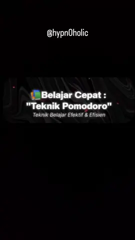 Apa Itu Teknik Pomodoro? Teknik Pomodoro adalah teknik pengaturan waktu yang telah diperkenalkan pada akhir tahun 1980 oleh Francesco Cirillo. Pomodoro sendiri dalam Bahasa Spanyol artinya tomat. Nama ini dibuat karena Cirillo, saat masih menjadi mahasiswa menggunakan kitchen timer berbentuk tomat sebagai pengatur waktu saat belajar. Teknik Pomodoro dilakukan dengan memfokuskan diri pada interval selang waktu. Melalui teknik ini, kamu harus fokus dalam selang waktu tertentu, contohnya 25 menit. Setelah waktu habis, kamu diharuskan istirahat selama 5 menit. Cara ini dilakukan sebanyak 4 babak. Setelah itu, kamu bisa beristirahat lebih lama asal tidak lebih panjang daripada waktu untuk fokus. #spiritual #hipnoterapi #hipnotis #psikologi #fyp #PsikologiSehariHari #MindsetPositif #MotivasiHidup 