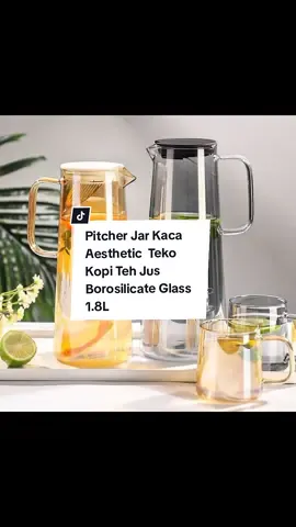 Pitcher Jar Kaca Aesthetic  Teko Kopi Teh Jus Borosilicate Glass 1.8L #videoviral #fypシ゚viraltiktok #fypシ゚viral 