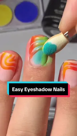 Replying to @hay 🚨eyeshadow nail hack!🚨  ➡️matte top coat first! Then eyeshadow.  Works with both regular and gel. Just let the regular polish matte top coat fully dry before adding eyeshadow.  Highly pigmented eyeshadows work best  #nailhack #nailhacks #eyeshadownails #summernails #easynailart #nailarttutorial 