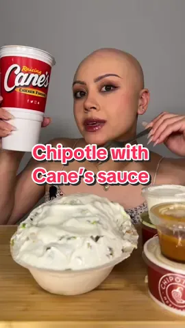 who knew Chipotle and Cane’s sauce would be a fire combo.. 😩 #chipotle #raisingcanes #mukbang #Foodie #fypシ゚viral #mukbangeatingshow #asmrfood #review 