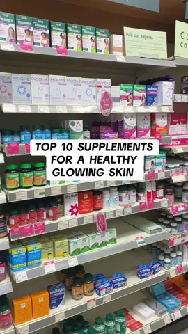Top 10 supplements for a healthy glowing skin!! #supplements #skinhealth #skinissues #foryou #fyp #skincareroutine #clearskin #LearnOnTikTok #blackgirltok #skincaretips #skintok #SkinCare101 