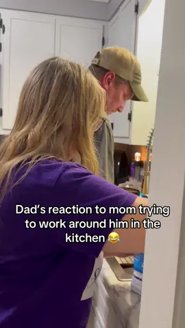 Dad’s reaction to mom trying to work around him in the kitchen. #dad #kitchen #reaction #husbandwife #relatable #Relationship #family #drama #comedy #funny #marriage #rant #madad #dadlife #dadsbelike #dadsoftiktok #dadjokes #foryou #fyp #trend #trending #this #original 