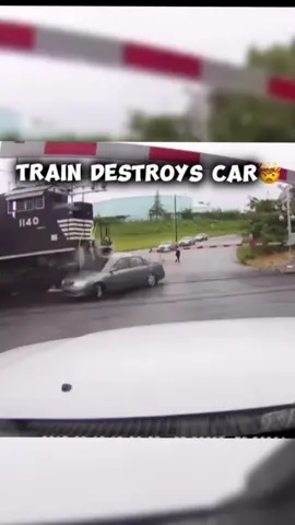 Train Destroys Car🤣 #crash #train #stupidity #dumb 