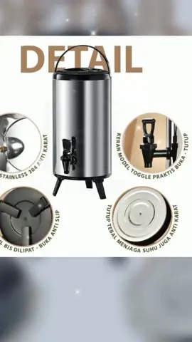 HUGO Dispenser Termos Air Stainless Steel dengan Keran Milk Tea Bucket Jumbo 6 8 12 Liter #fypシ゚viral 