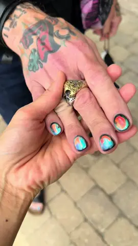 🔥☄️🥵🧊❄️🥶The raddest birthday nails for the raddest dude ✨✨✨ fire&ice aurora nails 🌌       Goth nails, punk nails, black nails, mens nails, mens nail art, short nails, natural nails #mensnails #mensfashion #mensnailart #nails #nailart #nailsoftheday #nailsofinstagram #naildesign #shortnails #shortnailsdontcare #shortnailinspo #roundnails #nailinspo #structuredmanicure #opalnails #chicagonailtech #milwaukeenailtech #nailtech #blacknails #gothnails #emonails