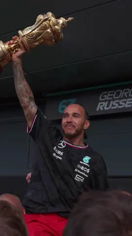 Nine times. Lewis Hamilton has lifted this trophy more times than anyone else. He's won at Silverstone more times than any other driver at any other circuit in F1's history. A legend. #F1 #BritishGP #Silverstone 