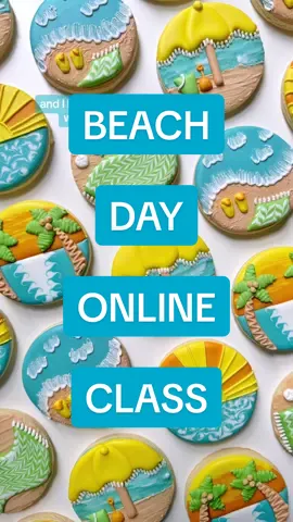 From my newest Beach Day summer online cookie decorating class 🏖️ Link is in my bio for more info 👀  #bakersoftiktok #decoratedcookies #satisfying 