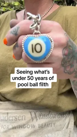 Found these old billiard balls in the trash rescued them noticed this blue tin was a funky color so of course I had to cut it open and see what was inside. I sure am glad I did because it had this beautiful shade of blue that I turned into a heart shaped vintage billiard ball bracelet. #billiardballjewelry #poolballjewelry #y2kstyle 