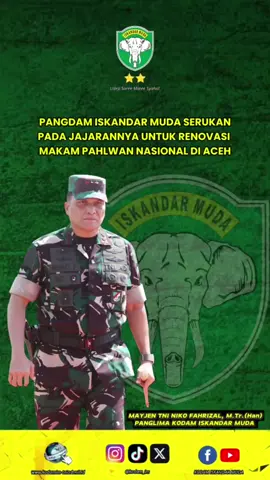 Pangdam Iskandar Muda Serukan pada Jajarannya untuk Renovasi Makam Pahlawan Nasional di Aceh. Banda Aceh - Dalam rangka mengenang dan menghargai jasa para Pahlawan Nasional yang telah berjuang untuk Kemerdekaan Republik Indonesia, Panglima Komando Daerah Militer Iskandar Muda (Pangdam IM), Mayor Jenderal TNI Niko Fahrizal, M.Tr (Han), memerintahkan jajarannya, yaitu Korem 011/LW dan Korem 012/TU, untuk merenovasi makam Pahlawan Nasional di wilayah mereka masing-masing. Di wilayah Korem 011/LW, renovasi akan dilakukan pada makam Pahlawan Nasional Cut Meutia yang terletak di Gampong Alue Rimeu, Kecamatan Pirak Timu, Kabupaten Aceh Utara. Sementara itu, di wilayah Korem 012/TU, renovasi akan dilaksanakan pada makam Pahlawan Nasional Teuku Umar yang berlokasi di Gampong Mugo Rayeuk, Kecamatan Panton Reu, Kabupaten Aceh Barat. Mayor Jenderal TNI Niko Fahrizal menegaskan bahwa renovasi ini tidak hanya terbatas pada dua makam tersebut, tetapi juga mencakup seluruh makam Pahlawan Nasional di Provinsi Aceh. Program renovasi makam ini bertujuan untuk memberikan penghormatan yang layak kepada para pahlawan yang telah berjuang demi kemerdekaan Indonesia. Selain itu, program ini diharapkan dapat memberikan edukasi kepada generasi muda mengenai sejarah perjuangan bangsa, sehingga mereka dapat menghargai dan melanjutkan semangat perjuangan para pahlawan. Dengan adanya renovasi ini, diharapkan makam-makam pahlawan akan menjadi lebih terawat dan menjadi tempat yang layak untuk mengenang jasa-jasa mereka, sekaligus menjadi destinasi edukatif bagi masyarakat, khususnya generasi muda, untuk belajar dan menghayati nilai-nilai perjuangan dan patriotisme. Selain itu, perbaikan jalan menuju makam Pahlawan Nasional Cut Meutia di Desa Alue Rime, Kecamatan Pirak Timu, juga telah selesai. Jalan sepanjang sekitar 1700 meter yang sebelumnya rusak parah akibat hujan deras kini telah dapat dilalui kembali. Kerusakan berat pada jalan tersebut menyebabkan akses menuju makam Cut Meutia terputus, sehingga menghambat masyarakat yang ingin berziarah dan menghormati jasa-jasa Cut Meutia. Namun, dengan usaha keras dan kerja sama dari berbagai pihak, perbaikan jalan kini telah selesai dan akses dari jembatan gantung hingga ke makam Cut Meutia telah terbuka kembali. 