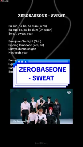 ZEROBASEONE - SWEAT, Lyrics #easylyrics #lirik #sweat #zerobaseone #lyrics #zb1 #zerose 