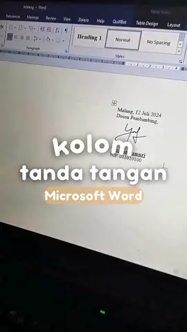Kolom Tanda tangan di Microsoft Word✍🏻 #microsoft #microsoftword #microsoftwordtricks #microsoftwordtips #kolomtandatangan 