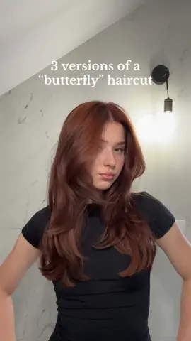 some of u were wondering how this haircut looks like in different ways so here are three ways i usually wear it                       #hairtok #haircut #hairstyle #layers #layeredhaircut #butterflycut #gingerhair #copperhair 