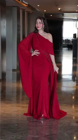 فستان سهره احمر عودي #فستان_سهره 