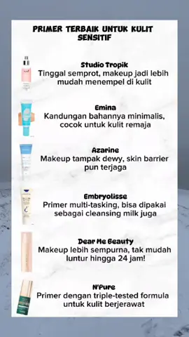 Makeup base atau primer menyiapkan wajah Anda sebelum dilukis oleh makeup. Sayangnya, tidak semua primer cocok di kulit Anda, terlebih bila kulitnya sensitif berminyak dan berjerawat. Lalu, bagaimana cara memilih primer yang tepat untuk kulit sensitif? Nih Yaa Gengs Sudah Direkomendasikan Untuk Produk Terbaiknya... #rekomendasi #primer #terbaik