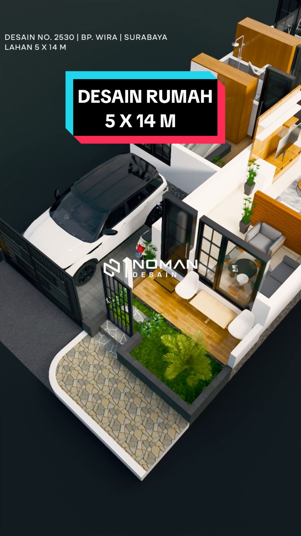 Desain Rumah 5 X 14 M #nomandesainrumah #denahrumah #denahrumah3d #denahrumahminimalismodern 
