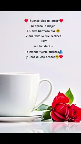 Buenos días mi amor que tengas un hermoso día. Feliz miércoles #frases #frasesdeamor #elmeryat #paradedicar #dedicatoria #amor #Love #teamo #buenosdías #felizmiercoles #17dejunio #flypシ #fypシ゚viral #viralvideo #viraltiktok #parati 