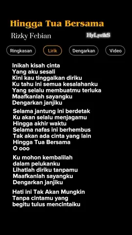 Lirik Lagu Hingga Tua Bersama-Rizki Febian Part 373 🎶 #lyrics #liriklagu #lirikgalau  #lagusad #sadvibess #lagu  #hinggatuabersama #rizkifebian 