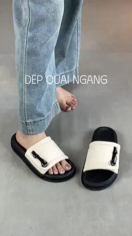 Dép quai ngang màu trắng #gaubata #depnu #sandal #reviewsandal #goclamdep #dep 