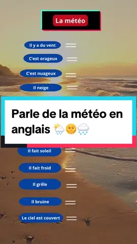 La meteo en anglais  #anglaisdebutant #anglaisfacile #anglaisexpress #vocabulary #quiz #anglaisvsfrancais #anglaispourlesnuls #englishteacher #fyp #weather #meteo 