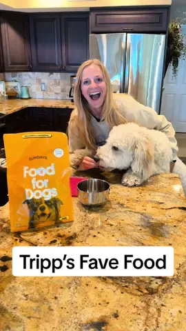 Tripp is finally living like the king he is 👑 Tripp is one of those dogs that grazes and by grazes I mean eats once every 2 days usually at 2am when I’m woken up to some crunching.  I’ve always said I wanted an upgrade (he told me he wanted one too) when out of the van. We found @Sundays for Dogs and now we just can’t go back…even in the van.  Tripp is OBSESSED with this air-dried, human-grade dog food, he won’t graze if this is in his bowl 🐶 (nom nom nom) 💸 Use code TRIPP50 for 50% off your first order!!  #sundayspartner #sundaysfordogs #dogfood #dogmomlife #pyredoodle