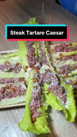 Steak Tartare Caesar Salad #caesar #salad #steak #meat #meatlover #steak #FoodLover #foodblogger #cheftok #cookingtok #FoodTok #foodiesoftiktok #yummy #delicious #tasty                             1 cup Mayo 1 TB roasted garlic 1/2 cup plus 2 TB Parmesan  1 TB anchovy paste 2 tsp Dijon  2 TB red vinegar 2 TB lemon juice 1/2 tsp pepper 1 tsp salt 1 tsp raw garlic 