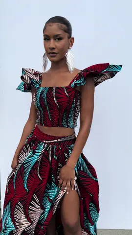 Shop our new Ona Ruffle Sleeve crop top paired with our Ona Tiered Maxi Skirt  Now available on www.ofuure.com  #summeroutfit #trendingfashion #sizeinclusive #ankara #outfitinspo #Summer 