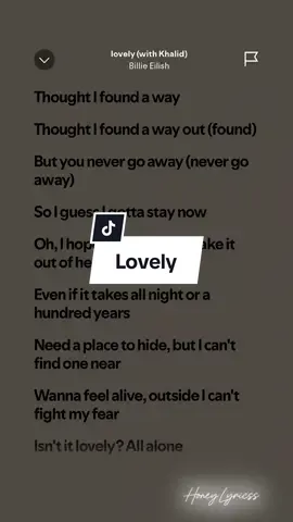 Lovely 🎶 (with khalid) - Billie Eilish #HoneyLyricss #spotify #fyp #fullsong 