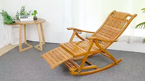 (Hot- hàng y hình) Ghế Thư Giãn bập bênh gỗ tre bền đẹp, ghế lười chất liệu tre tự nhiên, ghế cho người già_1 #ghechome #ghebapbenhthugian #ghethugian #ghethugiandocsach #ghethugianbapbenh