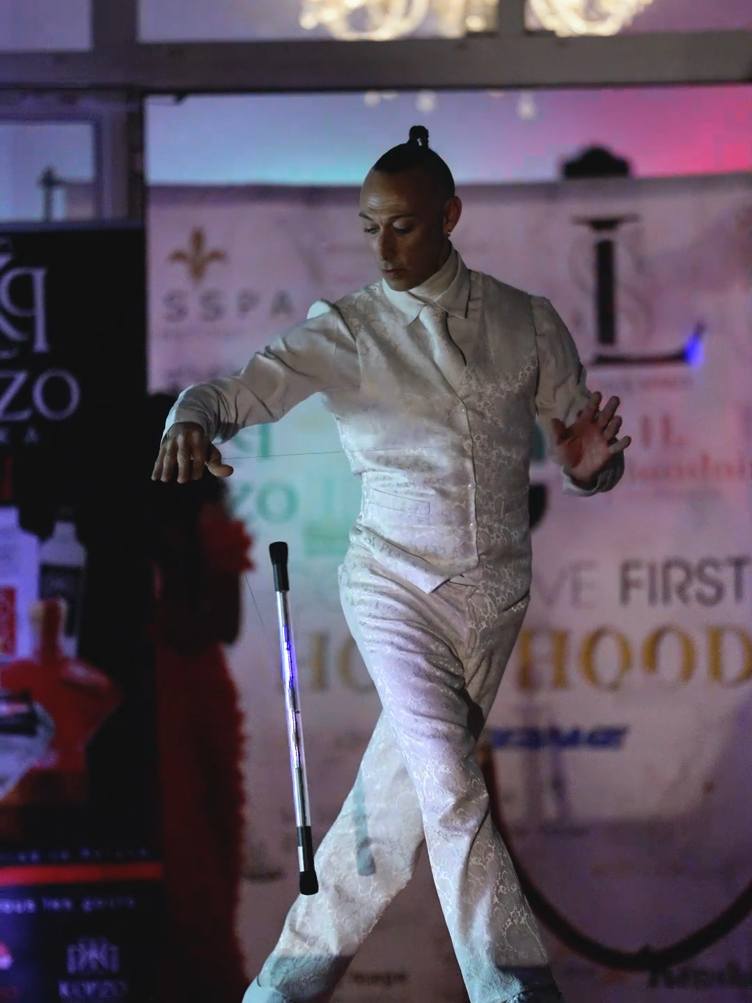 Magic Dance Floating Light #Festival de Cannes 2024 Amazing Man in White #magician #levitation #Led #Dance